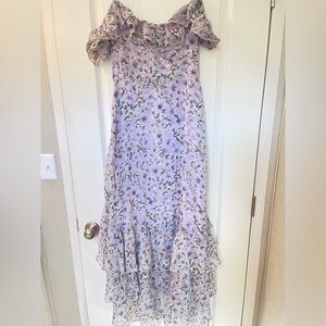 ASTR The Label Lilac Floral Ruffle High/Low Dress